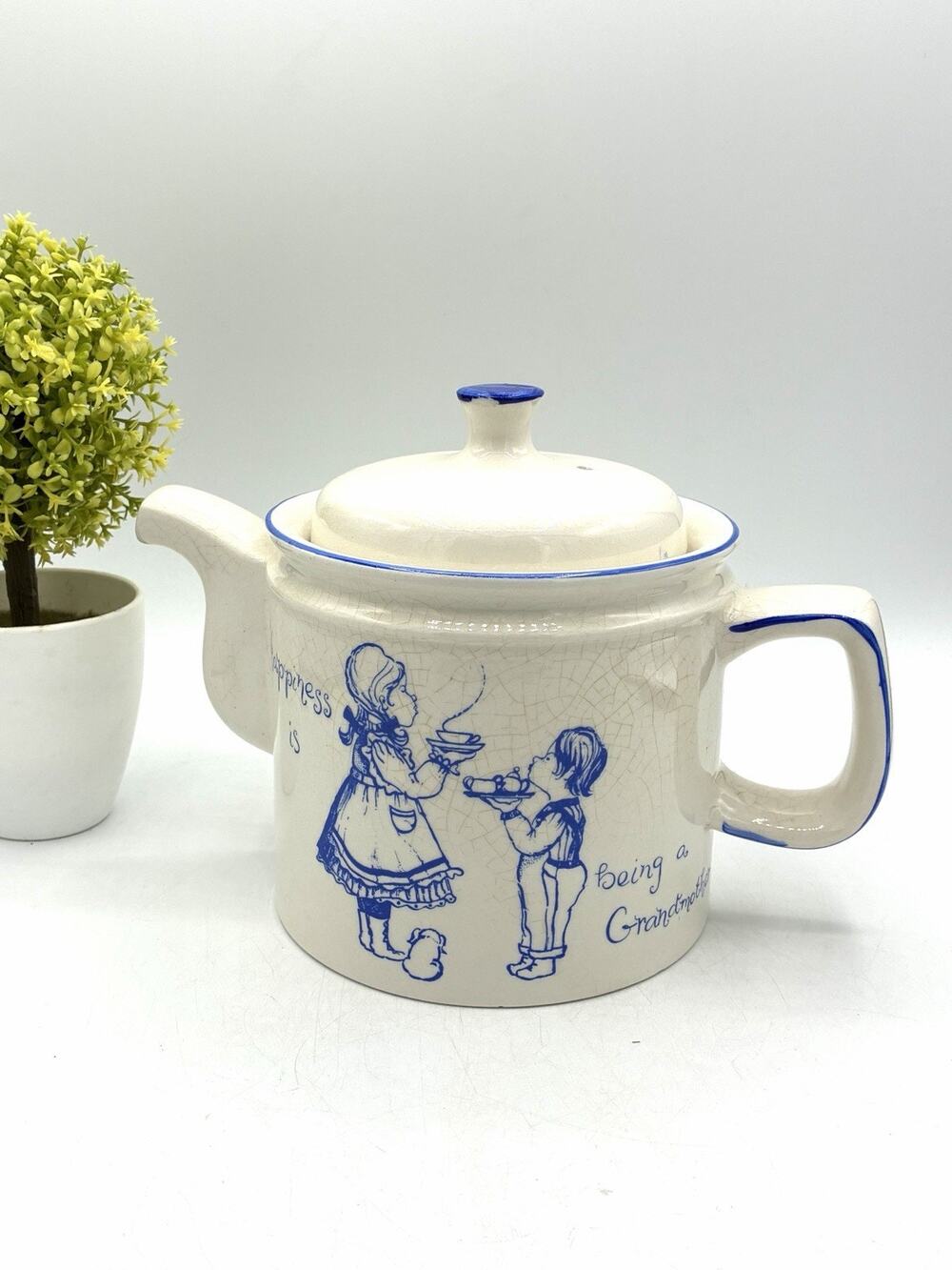 Royal Crownford Ironstone England “Happiness Is Being a Grandma” Teapot Vintage